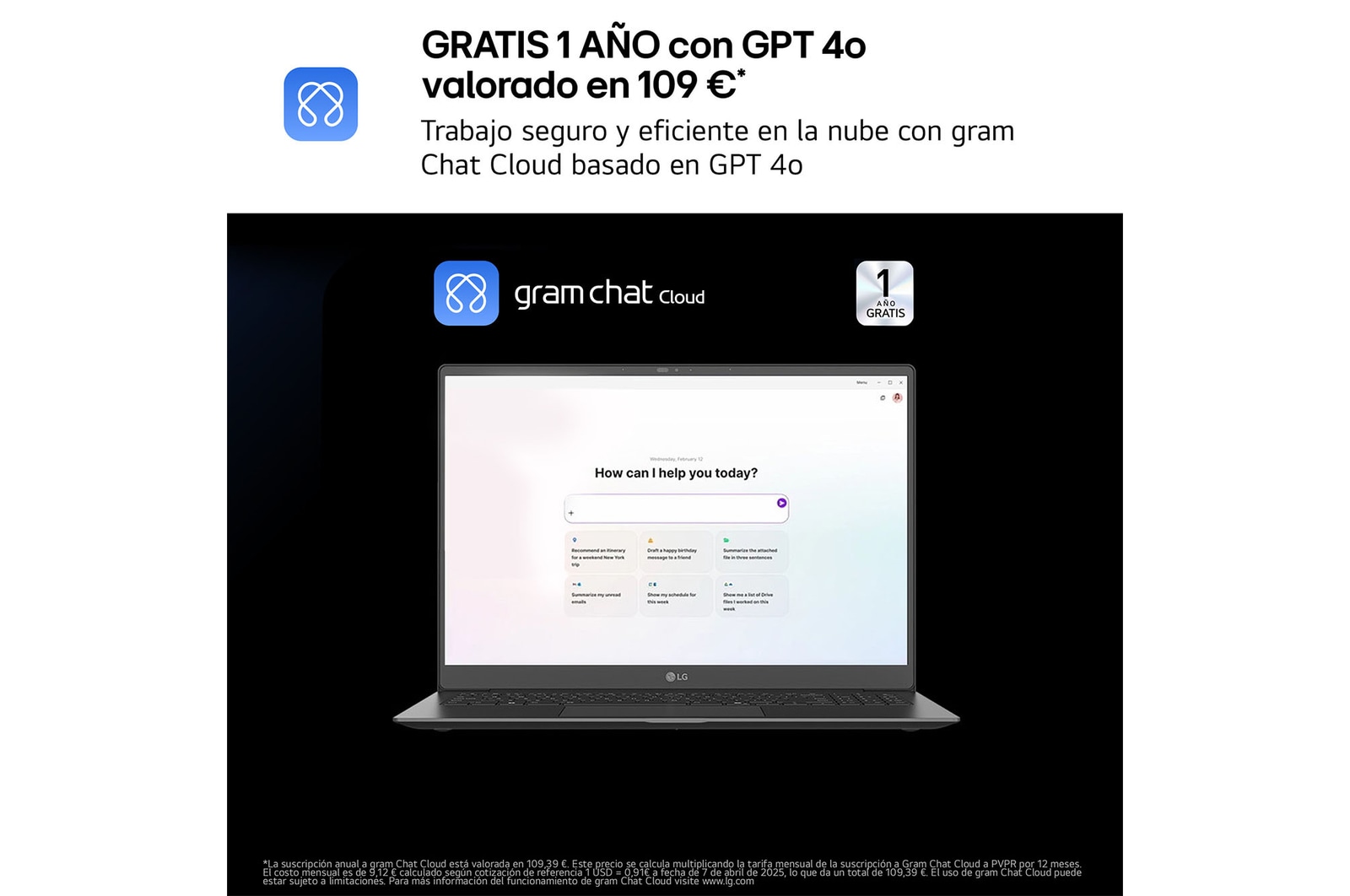 Portátil 16" LG gram 16ZD90TL, Intel® Core™ Ultra 7, 32 GB RAM, 512 GB SSD, Panel IPS WQXGA (2560x1600), Ligero 1,2kg, 28,5 h, Negro