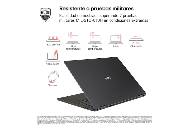 Portátil 16" LG gram 16ZD90TL, Intel® Core™ Ultra 7, 32 GB RAM, 512 GB SSD, Panel IPS WQXGA (2560x1600), Ligero 1,2kg, 28,5 h, Negro