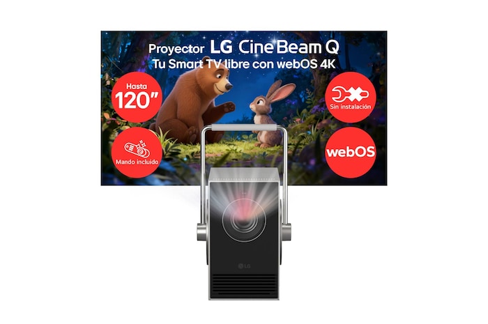 LG CineBeam Q | 4K UHD hasta 120" calibración automática | SmartTV con webOS | Láser RGB con 600 lúmenes | Ligero, 1.49 kg, PU600U