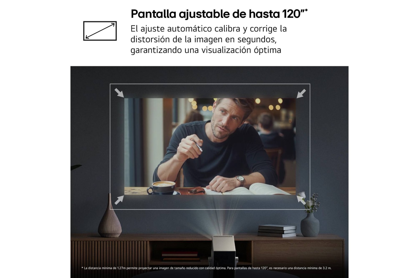 LG CineBeam Q | 4K UHD hasta 120" calibración automática | SmartTV con webOS | Láser RGB con 600 lúmenes | Ligero, 1.49 kg, PU600U