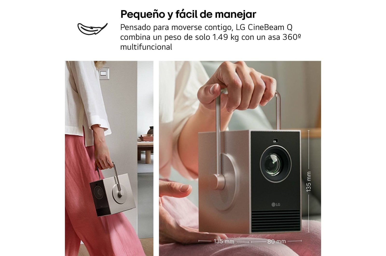 LG CineBeam Q | 4K UHD hasta 120" calibración automática | SmartTV con webOS | Láser RGB con 600 lúmenes | Ligero, 1.49 kg, PU600U