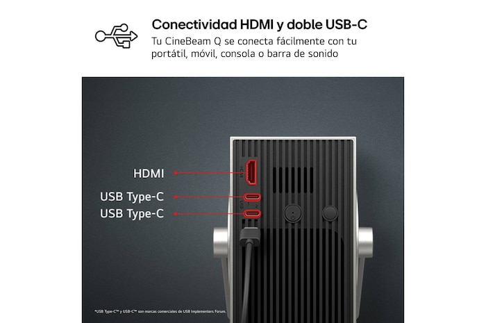 LG CineBeam Q | 4K UHD hasta 120" calibración automática | SmartTV con webOS | Láser RGB con 600 lúmenes | Ligero, 1.49 kg, PU600U