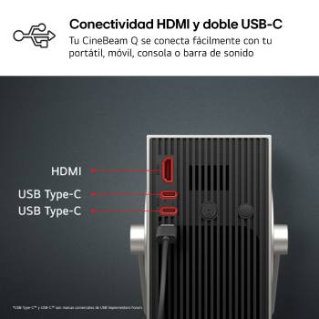 LG CineBeam Q | 4K UHD hasta 120" calibración automática | SmartTV con webOS | Láser RGB con 600 lúmenes | Ligero, 1.49 kg, PU600U