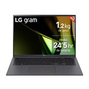 Vista frontal de LG gram 16Z90S Windows 11 Home/ Intel Core Ultra 7/ 16GB/ 1TB SSD/ 1,2Kg/ 24,5h 16Z90S-G.AA79B