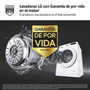 LG Lavadora inteligente AI Direct Drive,  Vapor,  9kg ,  1400rpm Un 10% más eficiente que A, Serie 500, F4WR5009A3W