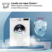 LG Lavadora inteligente AI Direct Drive,  Vapor,  9kg ,  1400rpm Un 10% más eficiente que A, Serie 500, F4WR5009A3W