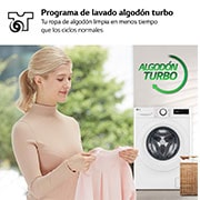LG Lavadora inteligente AI Direct Drive,  Vapor,  9kg ,  1400rpm Un 10% más eficiente que A, Serie 500, F4WR5009A3W