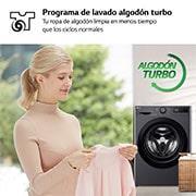 LG Lavadora inteligente AI Direct Drive,  Vapor,  9kg ,  1400rpm Un 10% más eficiente que A, Serie 500, F4WR5009A6M
