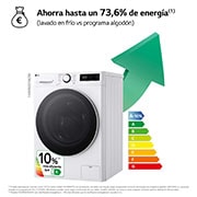 LG Lavadora inteligente AI Direct Drive. TurboWash 360º, Vapor,  9kg ,  1400rpm Un 10% más eficiente que A, Serie 600, F4WR6009A0W