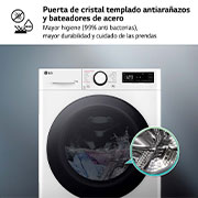 LG Lavadora inteligente AI Direct Drive. TurboWash 360º, Vapor,  11kg ,  1400rpm Un 10% más eficiente que A, Serie 600, F4WR6011A0W