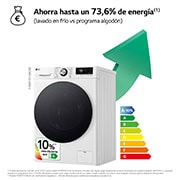 LG Lavadora 10kg , 1400rpm Un 10% más eficiente que A, TurboWash 360º- Steam +, F4WR7010AGW.OUTLET