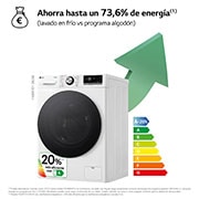 LG Outlet Lavadora inteligente AI Direct Drive. TurboWash 360º, Vapor+, 13kg , 1400rpm.Un 20% más eficiente que A, Serie 700, F4WR7013AGW.OUTLET