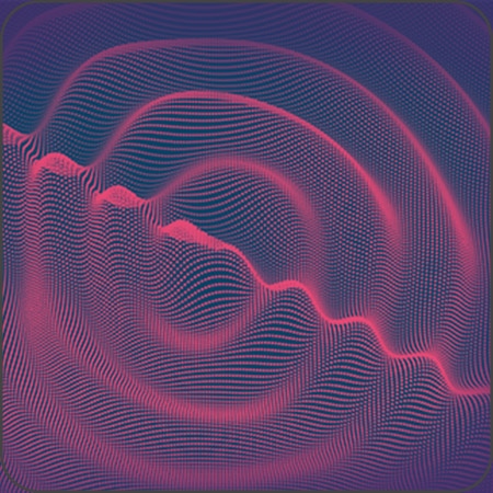 Ondas de sonido visuales en tonos rojos que representan una experiencia de audio inmersiva.