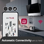 ThinQ_An image of an induction hob and a smartphone connected through ThinQ.