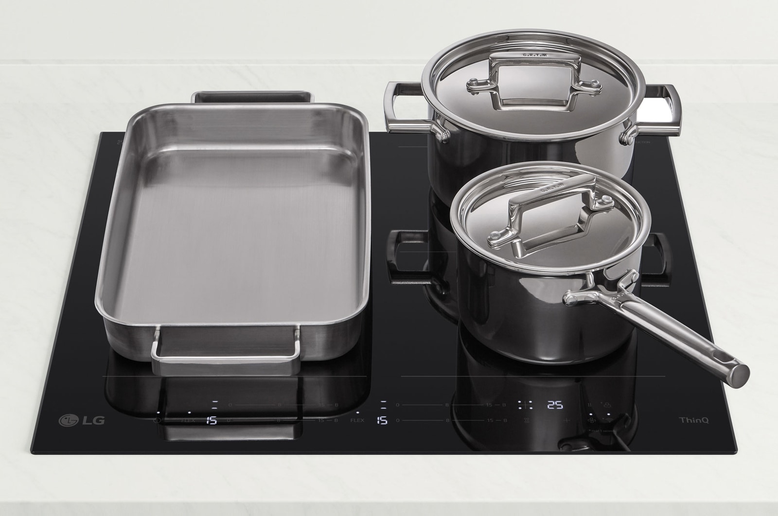 Front view with cookware