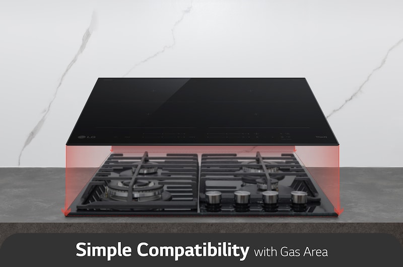 Compatibility_LG induction image of the same size is composited on the installed gas.