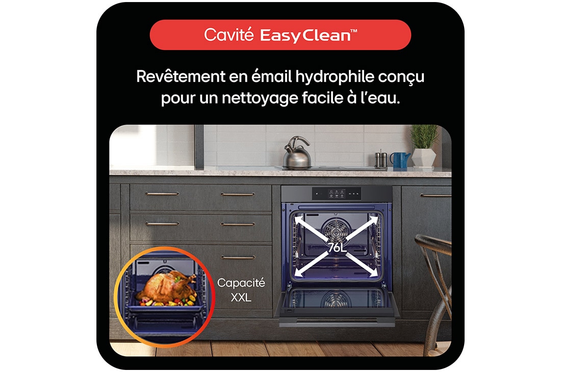 LG Four encastrable | 76L | InstaView™ | Design élégant | ProBake Convection™ |  EasyClean™, LG WS9D7673CB