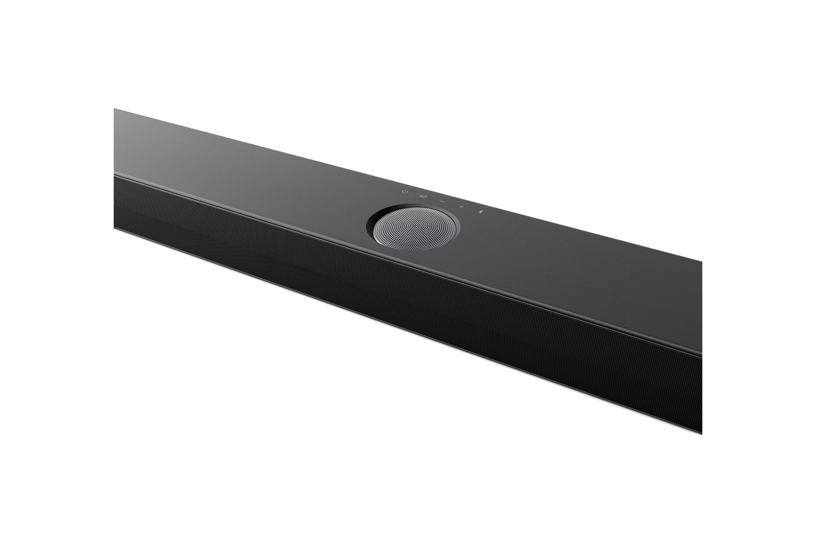 Vue inclinée du dessus du canal central à rayonnement par le haut de la LG Soundbar S75TR