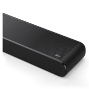 Vue inclinée du dessus du coin latéral de la LG Soundbar S77TY