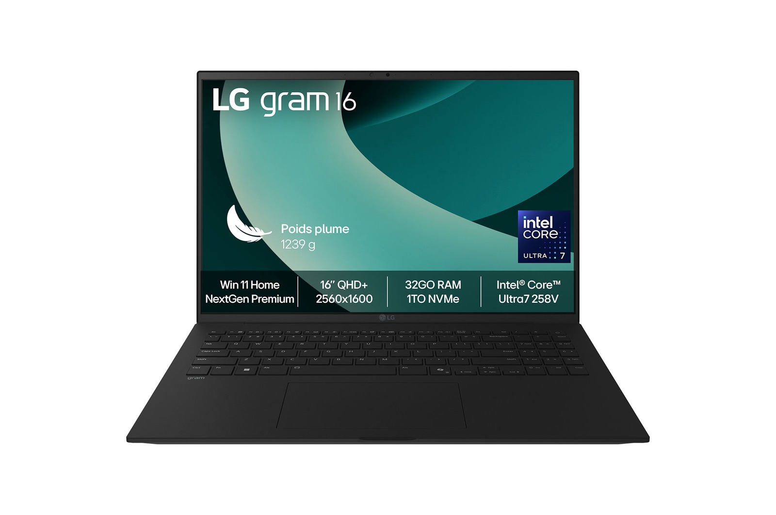 Vue avant de LG gram 16" Copilot+ PC | Windows 11 Home | Intel® Core™ Ultra 7 | 32GO | 1TO 16Z90TL-G