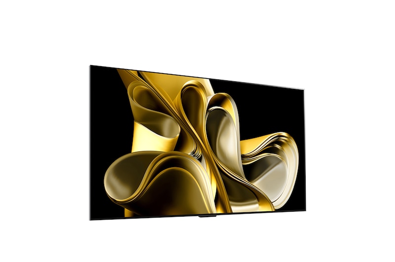 Vue latérale légèrement inclinée vers la droite du LG OLED M3 sur le mur