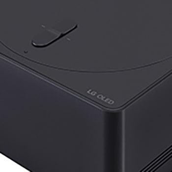 Gros plan d’un boîtier Zero Connect montrant le logo de LG OLED sur le bord