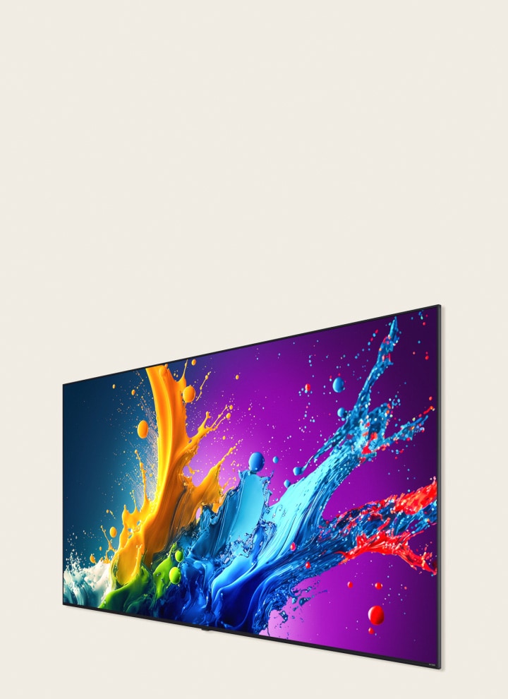 TV LG QNED80 doté d’une œuvre d’art colorée.