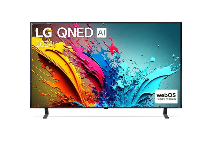 Vue de face de la TV LG QNED, QNED85