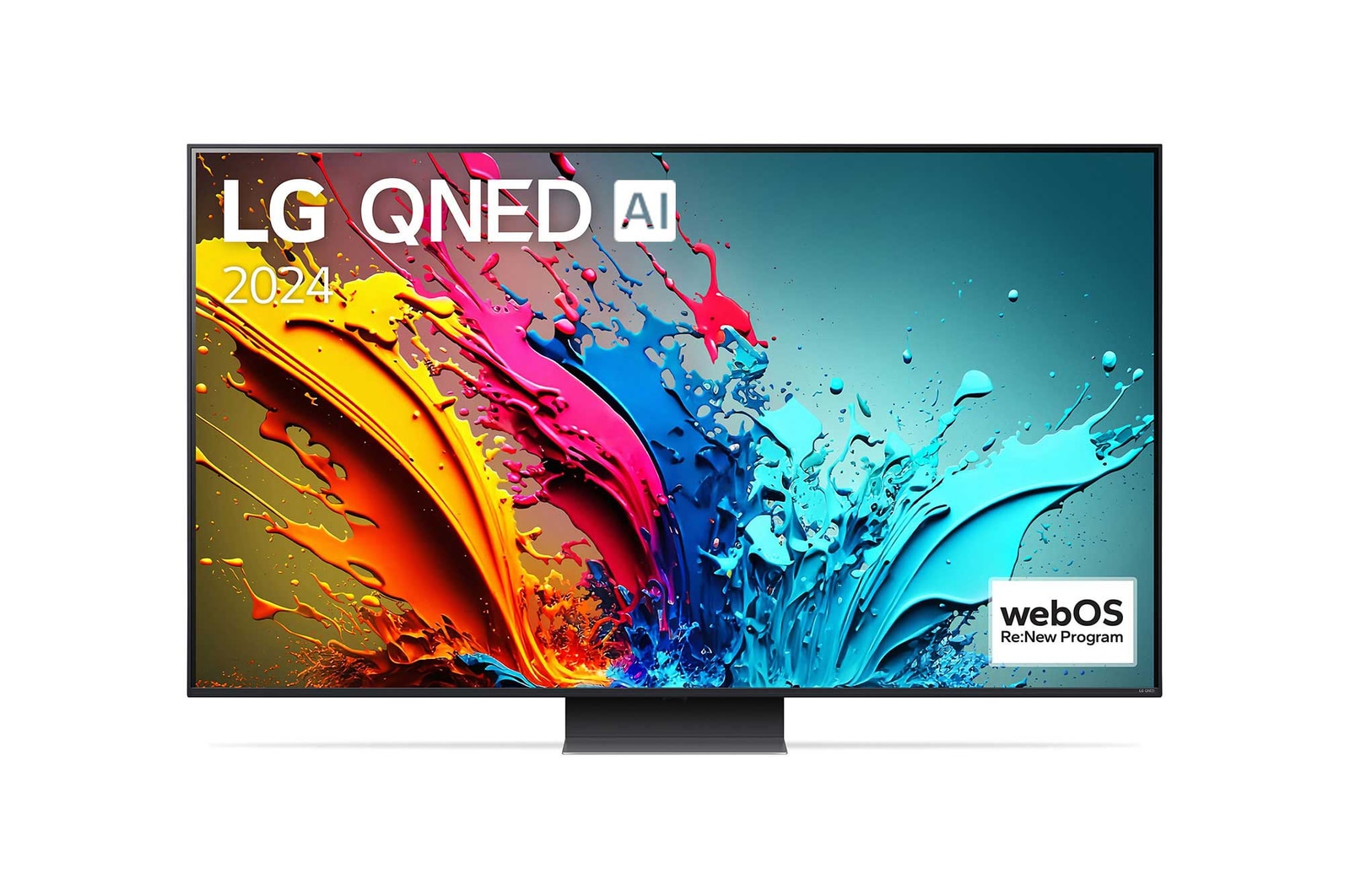 Vue de face de la TV LG QNED, QNED85
