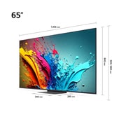 Gros plan du bord supérieur de la TV LG QNED, QNED85
