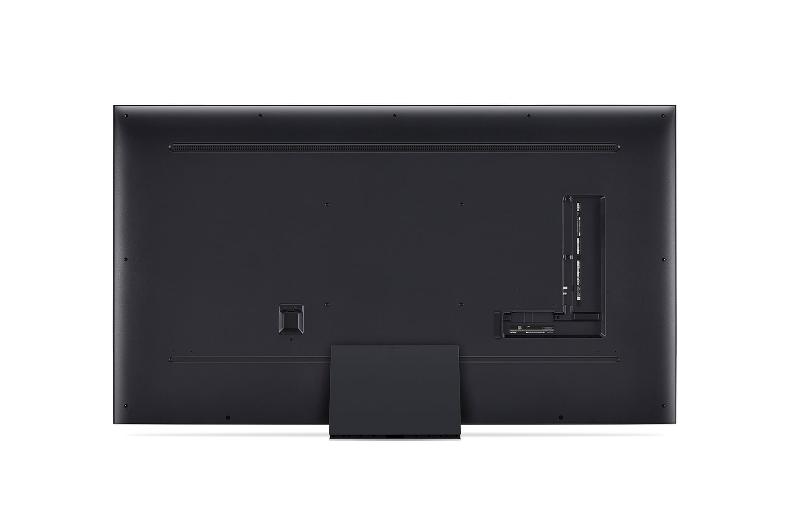 Gros plan du bord supérieur de la TV LG QNED, QNED87