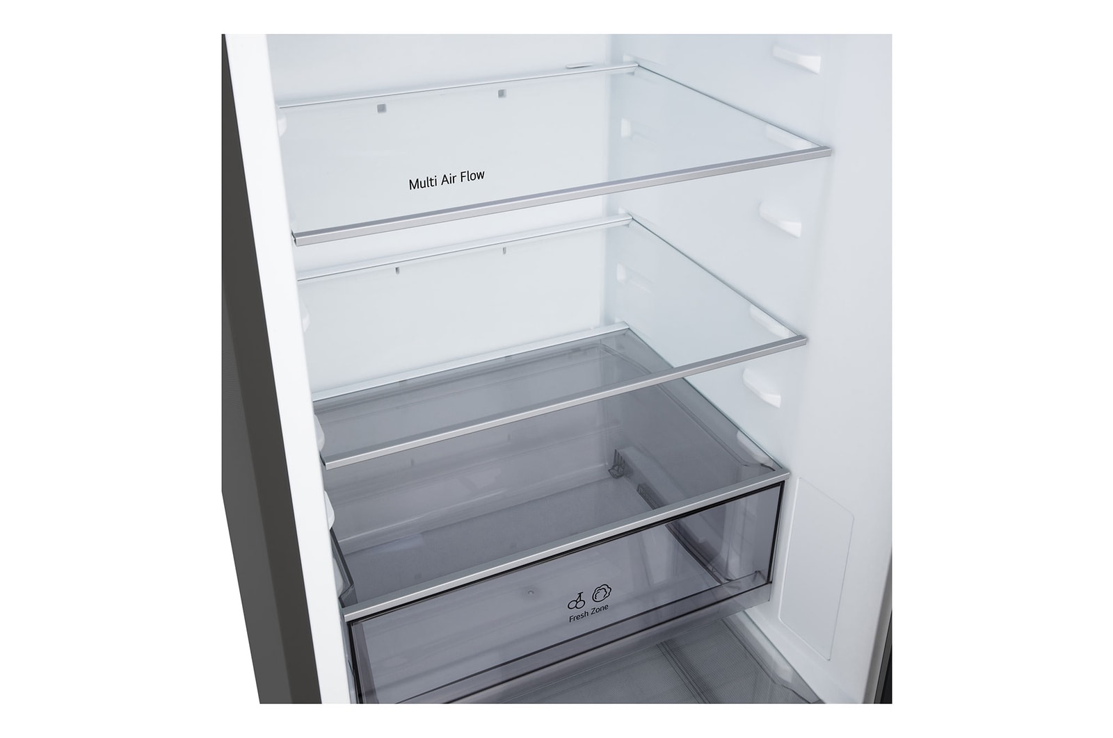 LG bottom freezer (GBBSJ10DEP) front side view showing exterior design