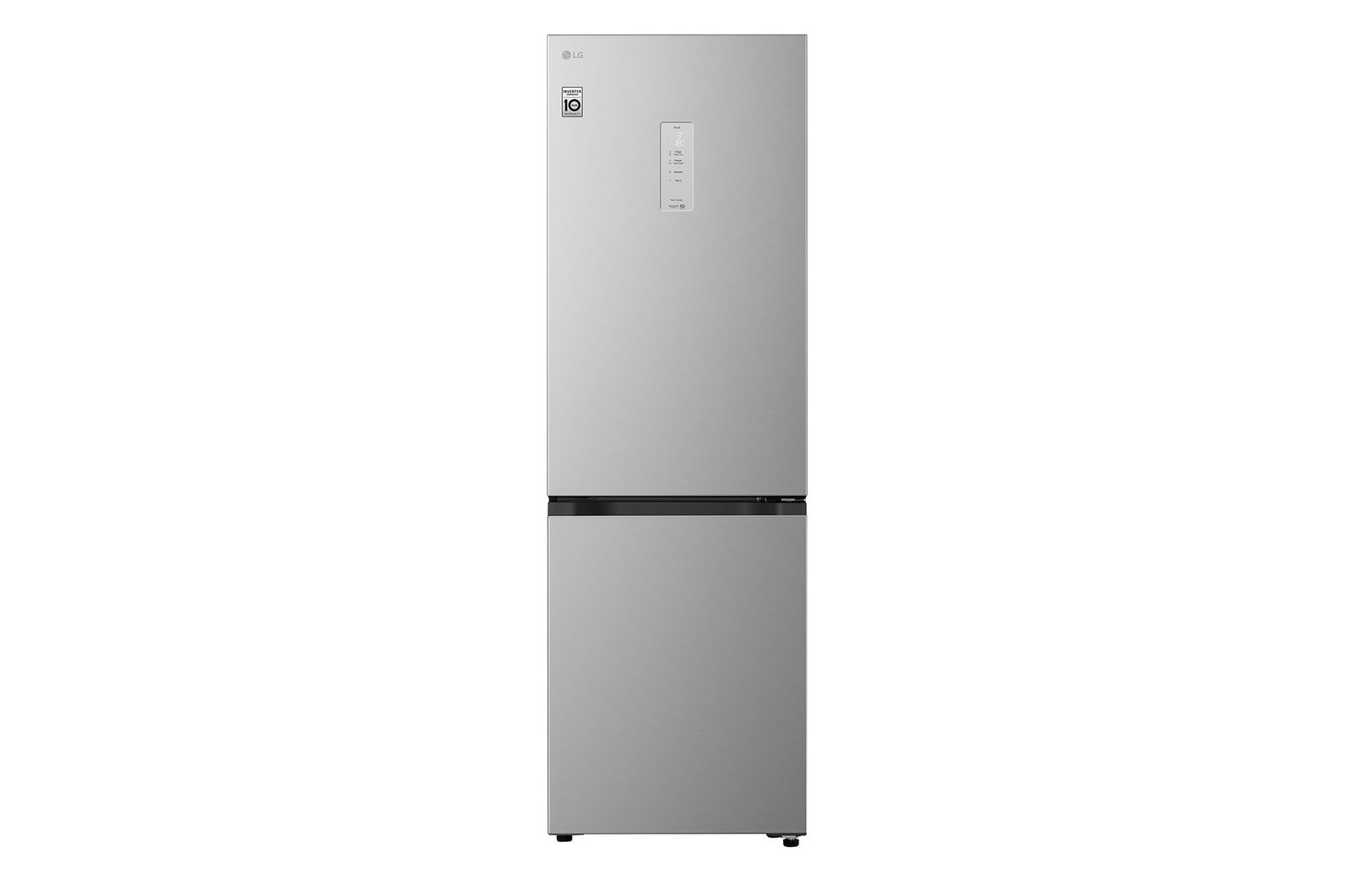LG bottom freezer (GBBSJ10DEP) full door open view showing fridge and freezer compartments
