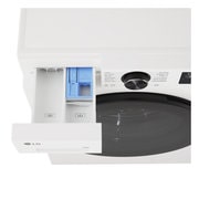 Interior shot featuring LG front load washing machine