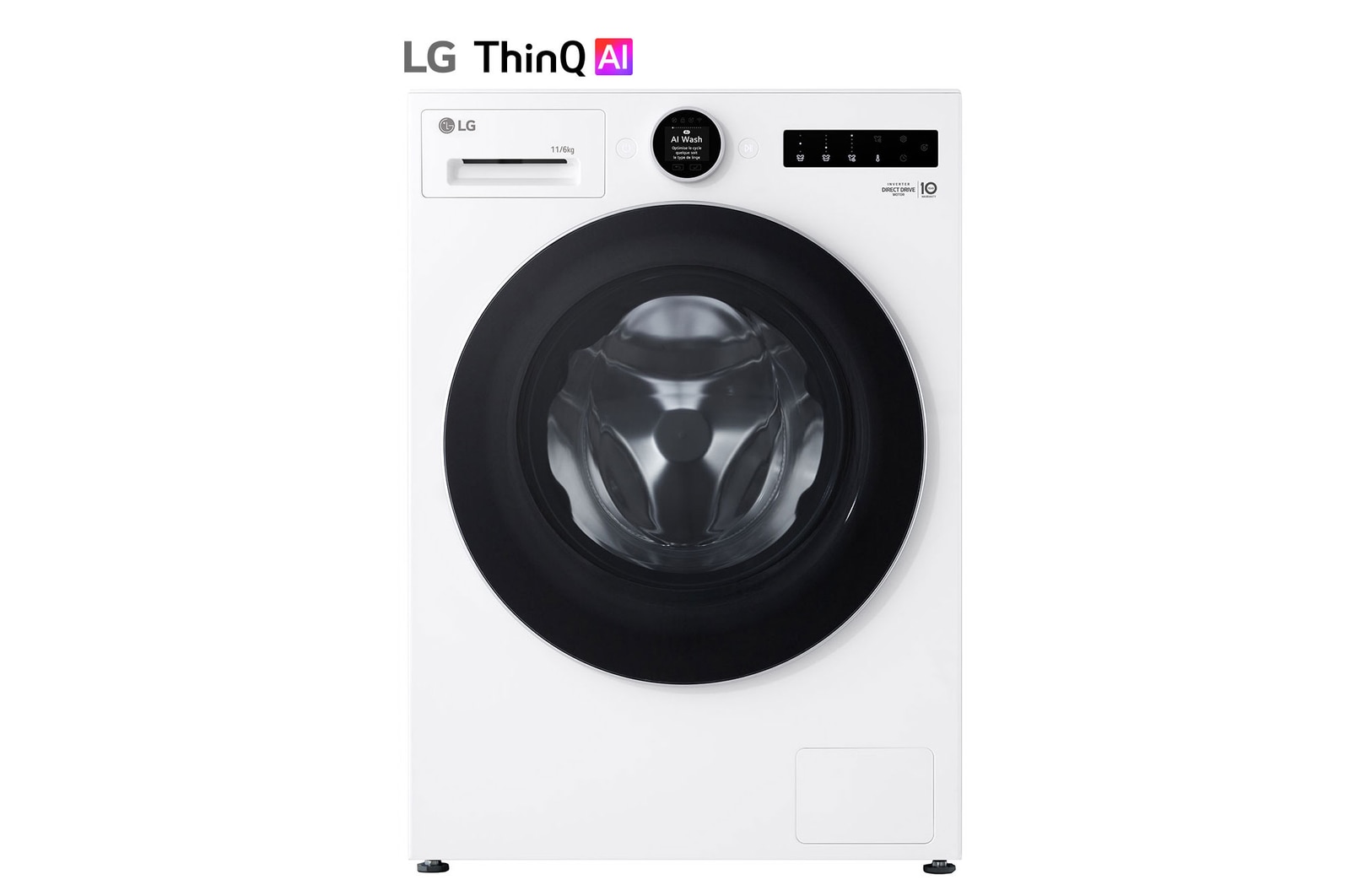 Vue avant de Lave-linge séchant molette écran LCD 11/6kg | EzDispense™ LG F164X71WSTA