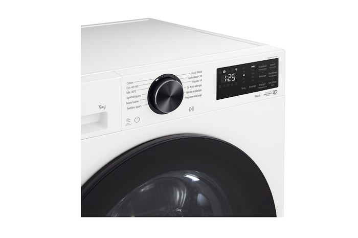 LG front load washing machine detecting the shirts in a laundry room