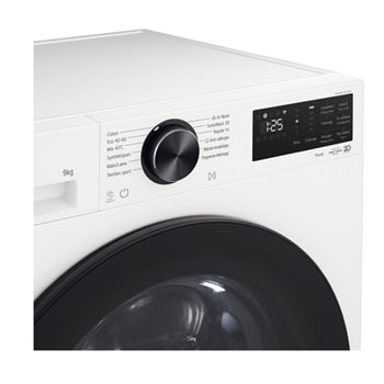 LG front load washing machine detecting the shirts in a laundry room