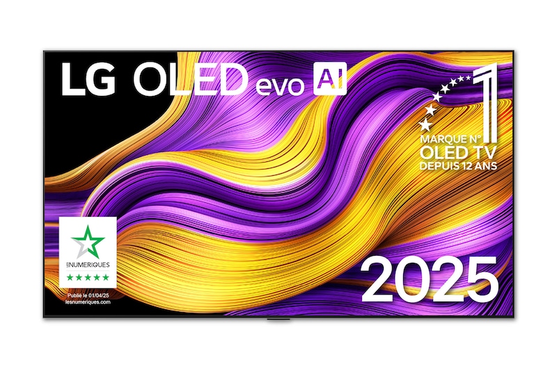 Vue avant de 55 pouces (139 cm) | LG OLED evo AI G5 | 4K Smart TV | 2025 OLED55G54LW