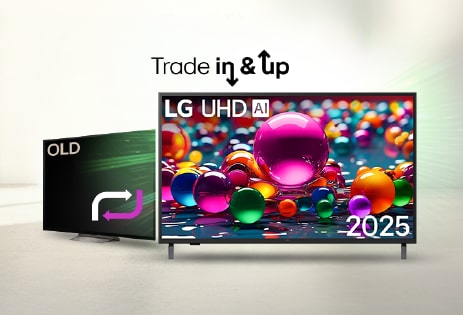 LG TV trade-in promotion: upgrade from an old TV to the 2025 LG OLED evo AI model.