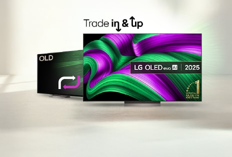 LG TV trade-in promotion: upgrade from an old TV to the 2025 LG OLED evo AI model.