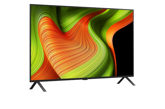 Vue latérale de la Smart TV LG OLED AI B5 4K.