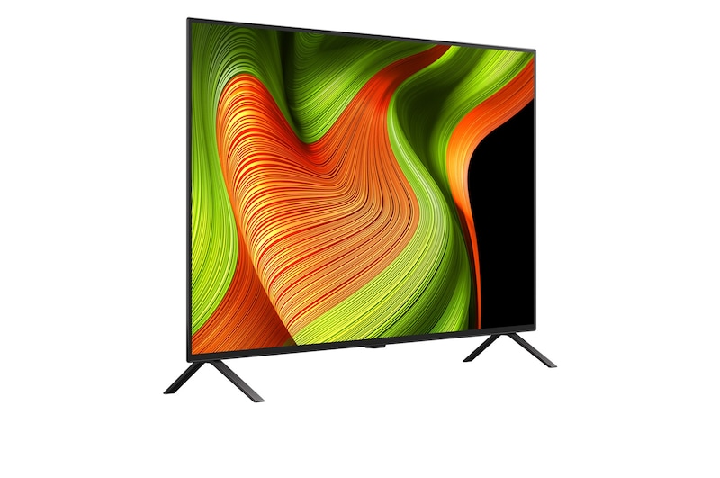 Vue latérale de la Smart TV LG OLED AI B5 4K.