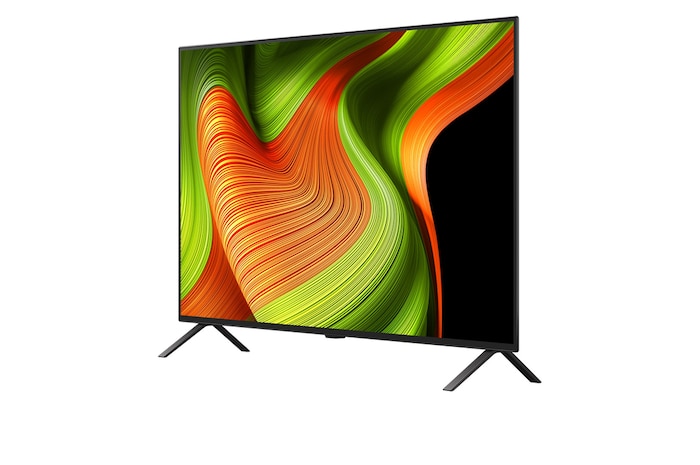 Vue latérale de la Smart TV LG OLED AI B5 4K.