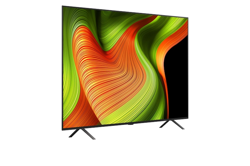 Vue latérale de la Smart TV LG OLED AI B5 4K.