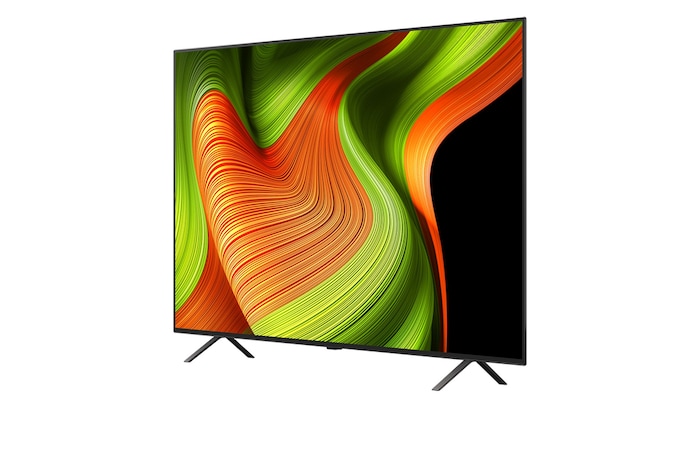 Vue latérale de la Smart TV LG OLED AI B5 4K.