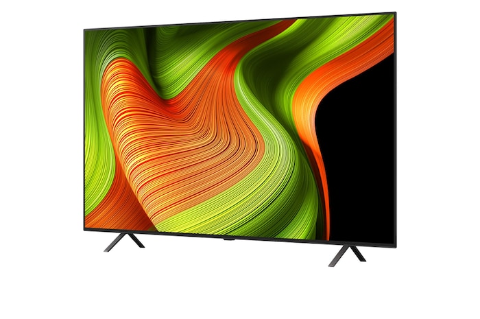 Vue latérale de la Smart TV LG OLED AI B5 4K.