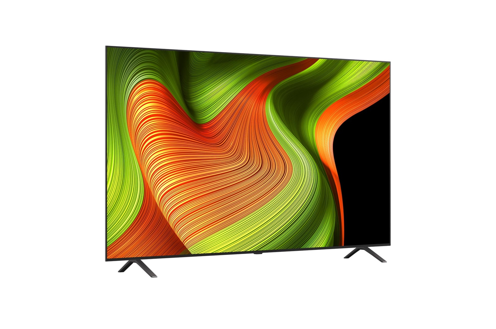 Vue latérale de la Smart TV LG OLED AI B5 4K.