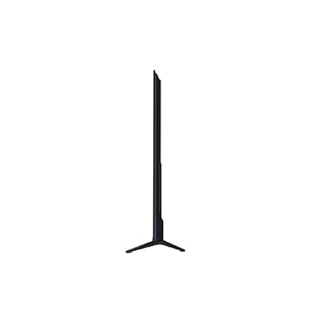 Vue avant et latérale de la Smart TV LG UHD AI UA75 4K montrant ses dimensions de longueur, largeur, hauteur et profondeur.