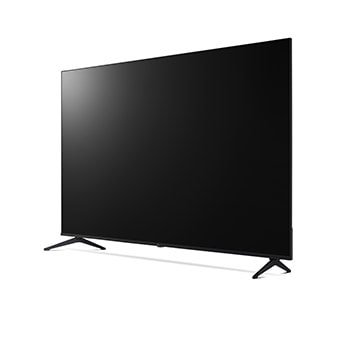 LG TV avec un écran d’une taille impressionnante fixé sur un mur au-dessus d’une LG Soundbar dans un salon au style moderne.
