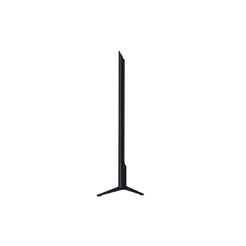 Vue avant et latérale de la Smart TV LG UHD AI UA75 4K montrant ses dimensions de longueur, largeur, hauteur et profondeur.